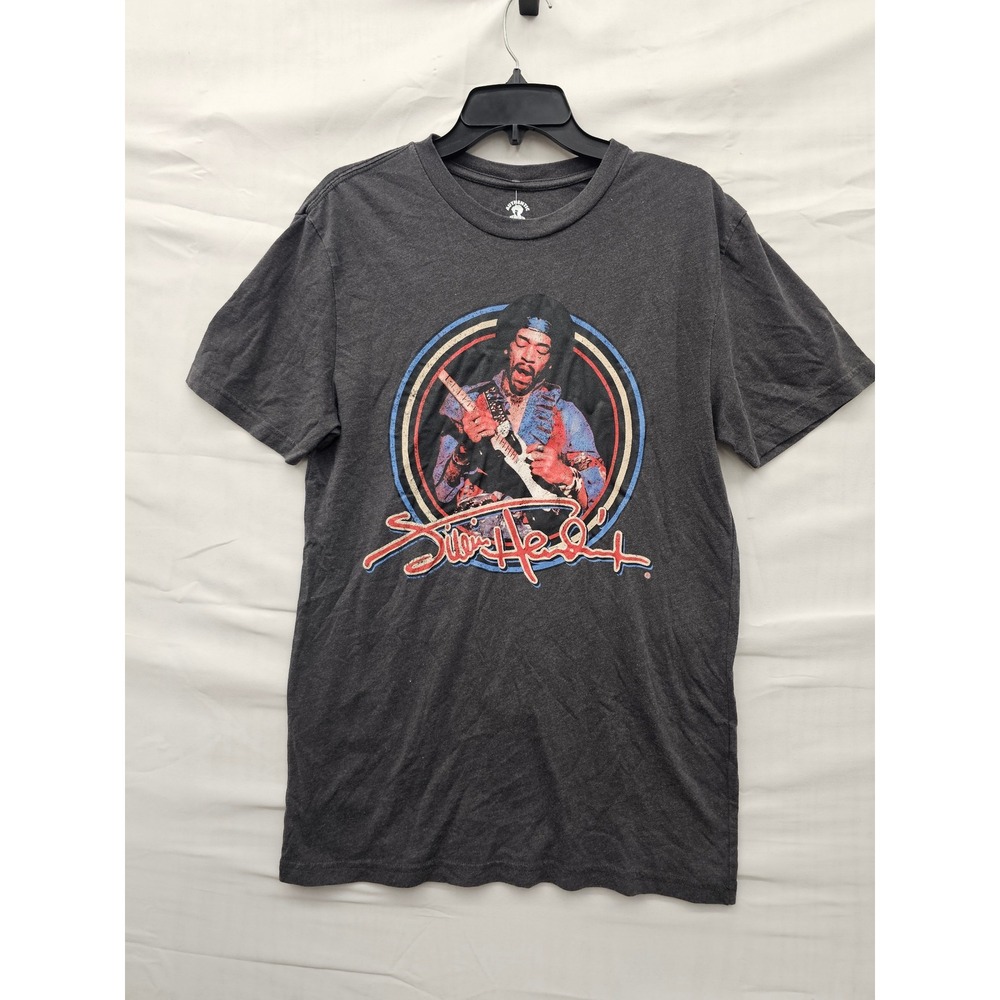 Authentic Hendrix Mens 1969 Tour Graphic T-Shirt Grey Cotton Blend Casual Size S